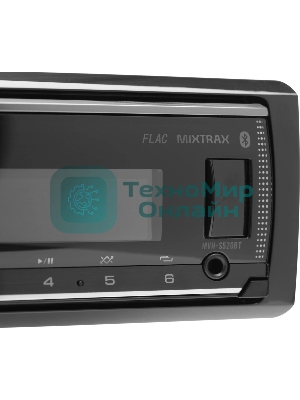 Автомагнитола Pioneer MVH-S520BT, 1 DIN, Bluetooth, USB Type-A, AUX, пульт ДУ, съёмная панель