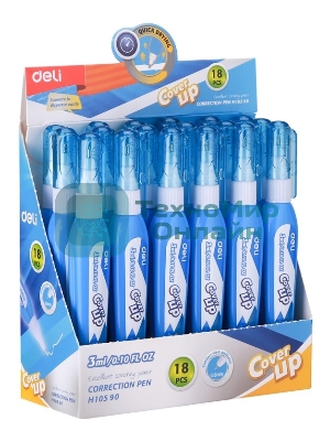Ручка корректор Deli EH10590 голубой, корпус белый 3мл, дисплей картонный