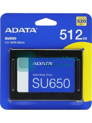 Накопитель SSD ADATA SU650, 512Gb, SATA III, 2.5