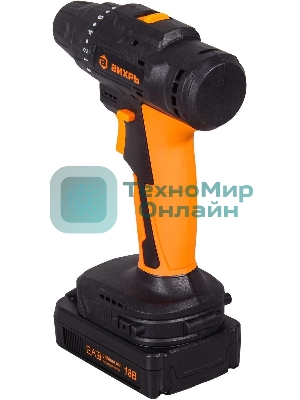 Дрель-шуруповерт аккумуляторная Вихрь ДА-18Л-2К/Б 72/14/22, Аккумуляторная, 18В, 2 АКБ, Кейс