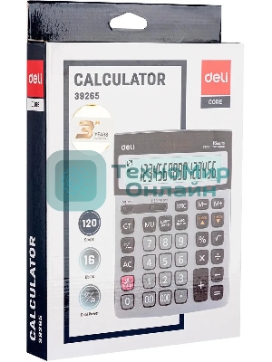 Калькулятор бухгалтерский Deli E39265 серый 16-разр.