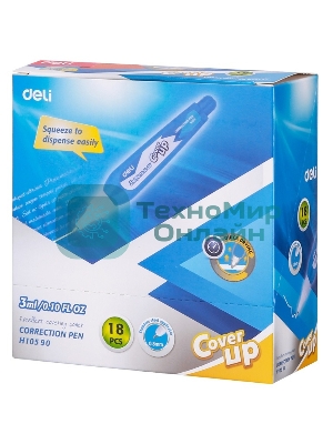 Ручка корректор Deli EH10590 голубой, корпус белый 3мл, дисплей картонный