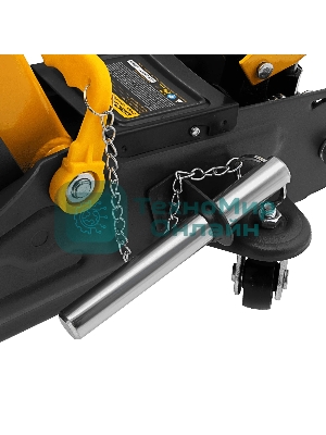 Домкрат гидравлический подкатной с фиксатором Denzel 2 т, 130-330 мм, в кейсе