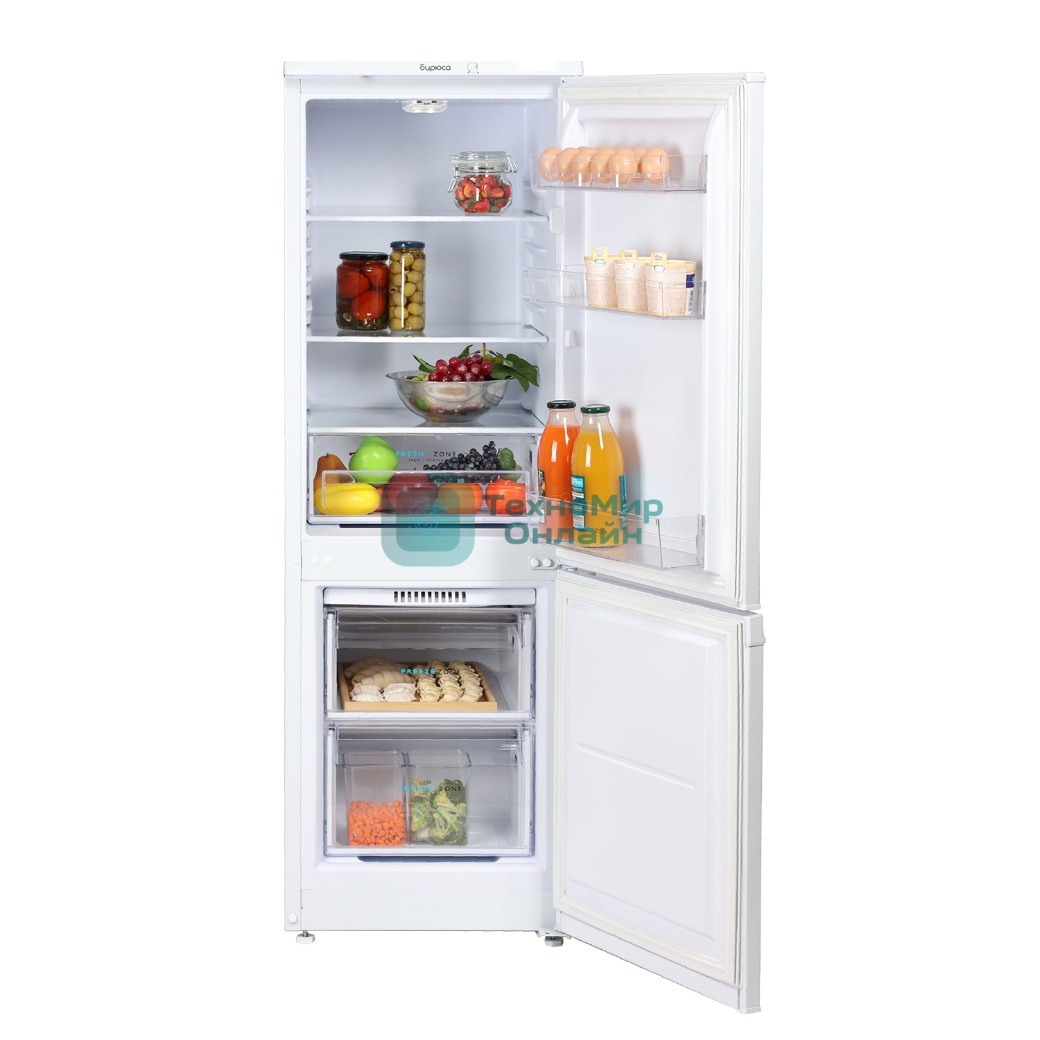 Холодильник Бирюса 418 белый двухкамерный 125/55л морозилка снизу