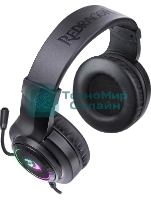 Проводные наушники Redragon Hylas черный, полноразмерные, Jack 3.5 мм, встроенный микрофон, RGB-подсветка