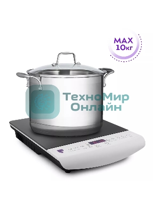 Плита настольная электрическая Kitfort КТ-101 белый/черный, стеклокерамика