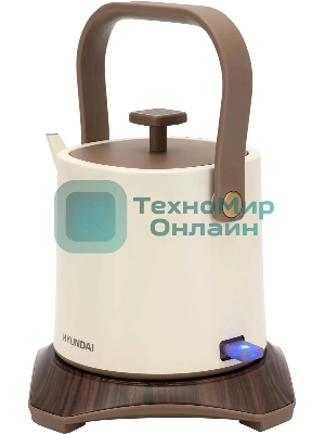 Чайник электрический Hyundai HYK-S2043 0,6 л, 1000 Вт, кремовый/коричневый