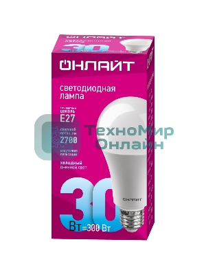 Лампа светодиодная ОНЛАЙТ 61972 OLL-A70-30-230-6.5K-E27