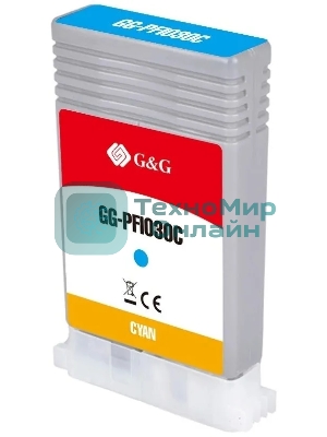 Картридж струйный G&G GG-PFI030C PFI-030C голубой (55мл) для Canon imagePrograf TA-20/30 TM-240/340