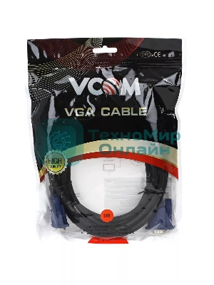 Кабель монитор-SVGA card (15M-15M) 3.0м 2 фильтра VCOM
