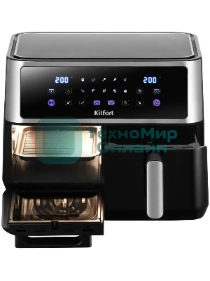 Аэрогриль Kitfort КТ-2256 черный, 2850 Вт, 11 л, сенсор, 10 программ