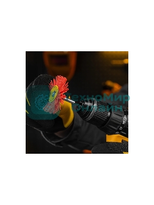 Щетка для дрели Denzel 65 мм, плоская, со шпилькой, нейлоновая щетина