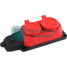 Колодка каучуковая ЭРА с/з 2 гн 16A IP44 красная (12/120/720)