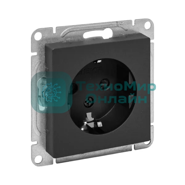 Механизм розетки EKF UP1-SOB-111 16А, с заземлением, со шторками, черный Эпика