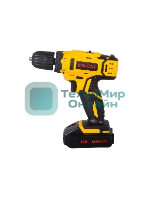 Дрель-шуруповерт Eurolux ДА-16/2Li, 16 В, 1.5 Ач, 30 Нм, щеточный