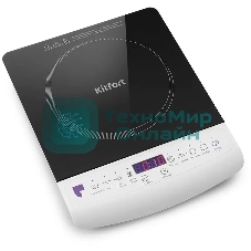 Плита настольная электрическая Kitfort КТ-101 белый/черный, стеклокерамика