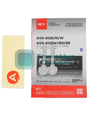 Автомагнитола ACV AVS-812BW, 1 DIN, Bluetooth, USB Type-A, AUX