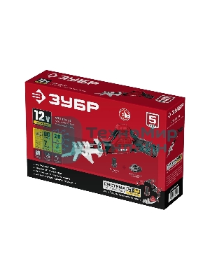 Пила сабельная. Зубр 12В, 1 АКБ (2А·ч), в коробке, СПЛ-125-21