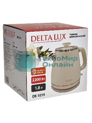 Чайник электрический Delta LUX DE-1019 (1,8 л, металл/пластик) белый