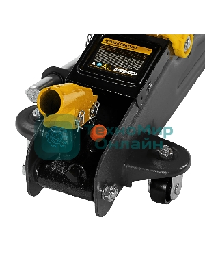 Домкрат гидравлический подкатной с фиксатором Denzel 2 т, 130-330 мм, в кейсе