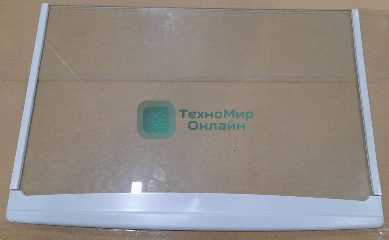 Полка стеклянная 495 х 338 х 4 с обрамлением нижняя (для холодильников R-290; R-296)