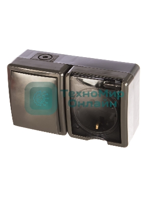 Блок ОП розетка+выключатель ЭРА 11-7401-03 16АХ(10AX)-250В IP54 Эксперт сер.