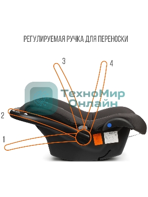 Автокресло ZLATEK KRES4037 Колибри Lux гр.0+, т.серый