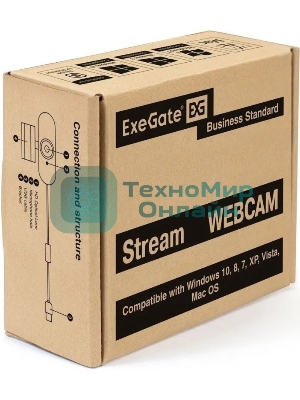 Веб-камера ExeGate Stream C940 2560x1440, 30 кадр/с, USB Type-A, микрофон (шумоподавление), универсальное крепление, штатив в комплекте
