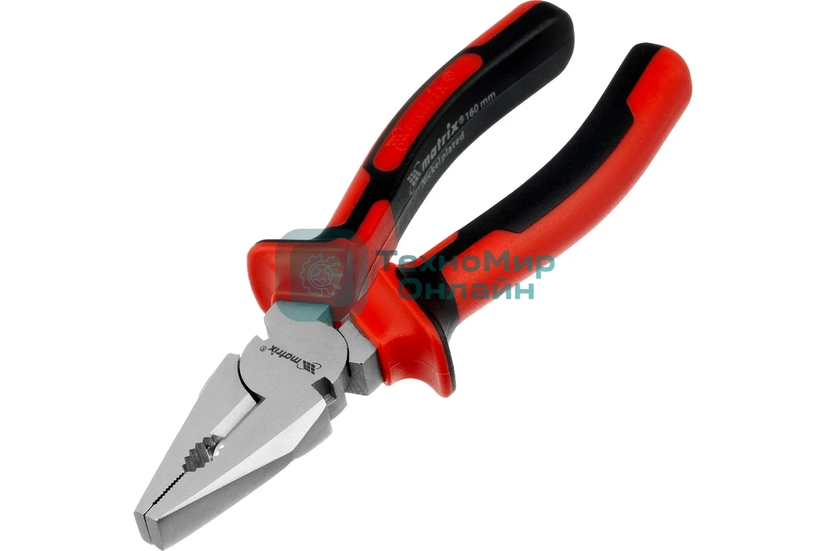 Плоскогубцы Matrix NICKEL 160 мм, никелированные, двухкомпонентные рукоятки