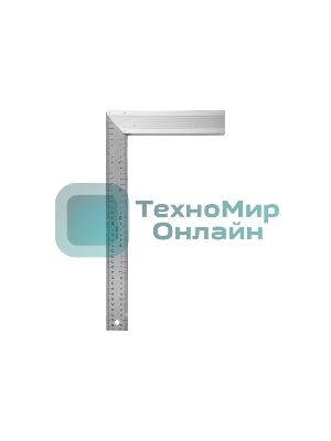 Угольник Denzel стальной, нержавеющая сталь, градуировка, алюминиевое основание, 400 мм