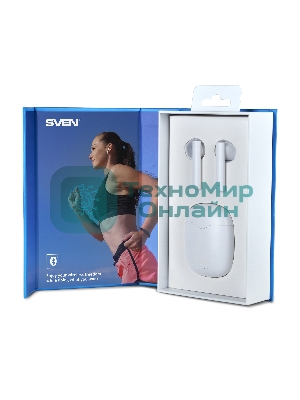 Наушники TWS Sven E-727BT белый, внутриканальные, Bluetooth, сенсорное управление, до 24 ч