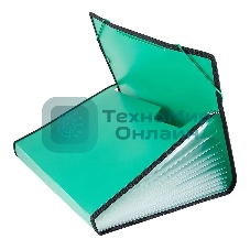 Папка на резинке Бюрократ -BPR13LGRN 13 отделений, A4 с окантовкой, пластик, 0.7мм, зеленый