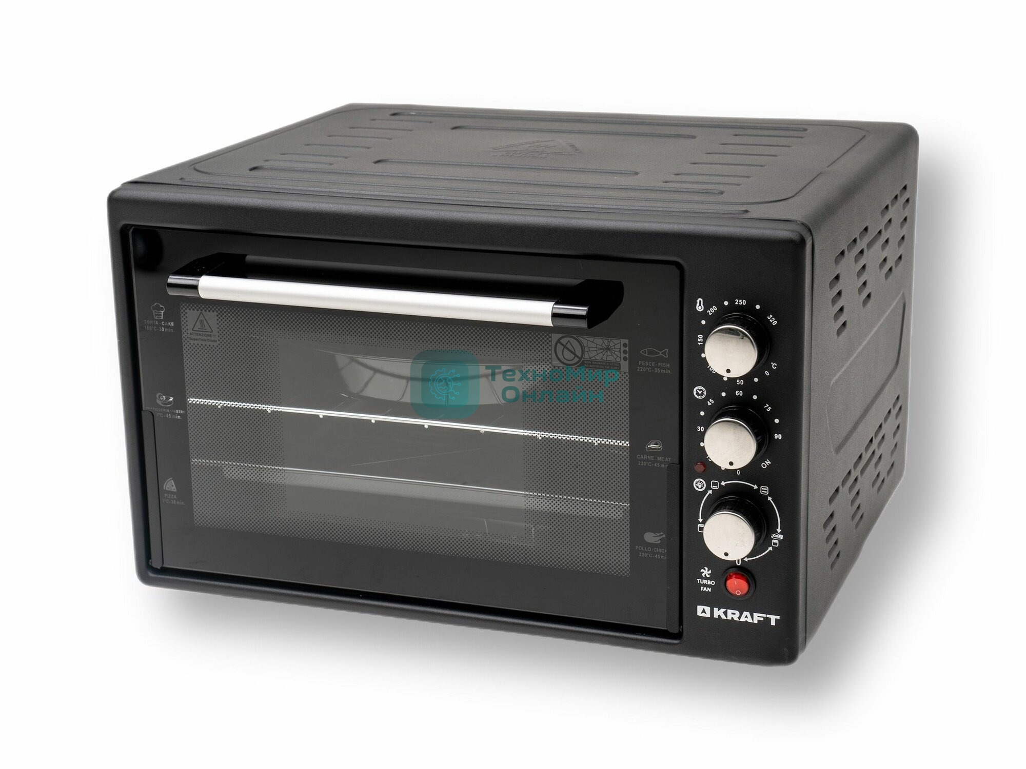 Мини-печь Kraft KF-MO3804RKBL черный Мощность 1500(Вт),Объем 38(Л)