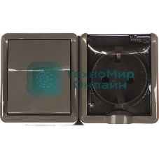 Блок ОП розетка+выключатель ЭРА 11-7401-03 16АХ(10AX)-250В IP54 Эксперт сер.