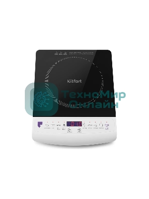 Плита настольная электрическая Kitfort КТ-101 белый/черный, стеклокерамика