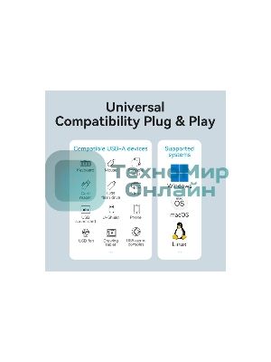 USB-концентратор Vention OTG USB 3.0 на 4 порта серый 1м.