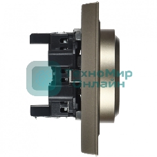 Розетка 2-местная IEK BRITE РС12-3-БрШ с заземлением, без защитных шторок, 16А в сборе, шампань