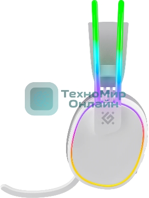 Гарнитура Defender Tsunami белый, беспроводная + проводная, Bluetooth / USB, до 40 ч, подсветка