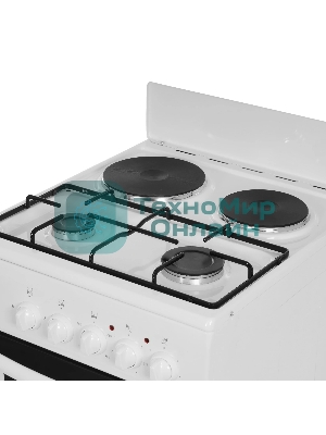 Плита комбинированная Flama RK 2201 W белый, конфорок 2 газовых и 2 электрических, духовка 50 л, 50 см x 85 см x 54 см