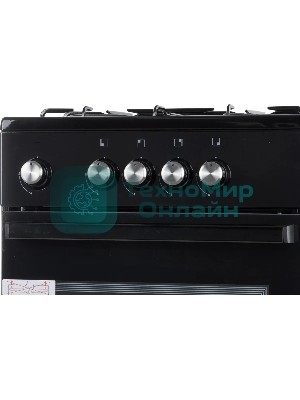 Плита газовая De Luxe 5040.48Г (Щ)-011 черный, конфорок 4 шт, духовка 46 л, 50 см x 85 см x 50 см