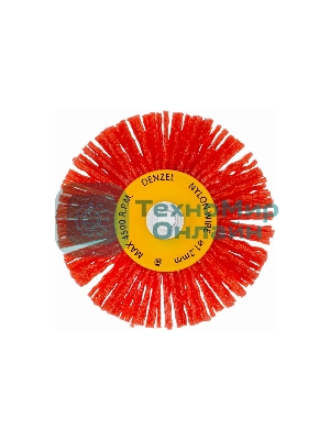 Щетка для дрели Denzel 65 мм, плоская, со шпилькой, нейлоновая щетина