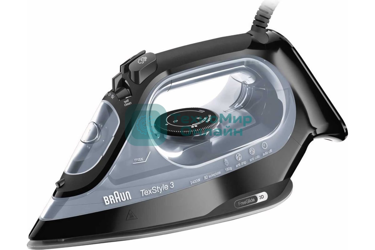 Утюг Braun SI3055BK черный/серый, 2400 Вт, 45 г/мин, 180 г/мин, 270 мл