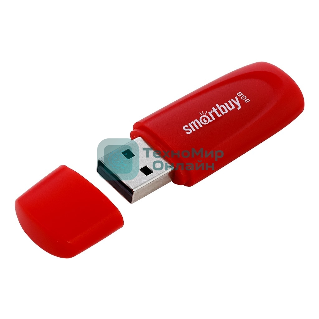 Флешка USB Smartbuy Scout Red (SB008 Gb2SCR), 8Gb, USB 2.0, R/W 15/8, красный