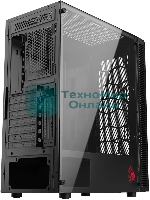 Компьютерный корпус Bloody BD-CC115 черный без БП ATX 8x120мм 1xUSB 2.0 1xUSB 3.0 audio bott PSU