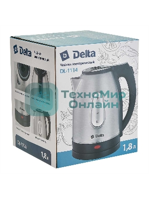 Чайник электрический DELTA DL-1114 нерж. с серым
