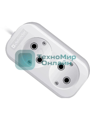 Удлинитель бытовой Defender B220 - 2 роз х 5 м, белый