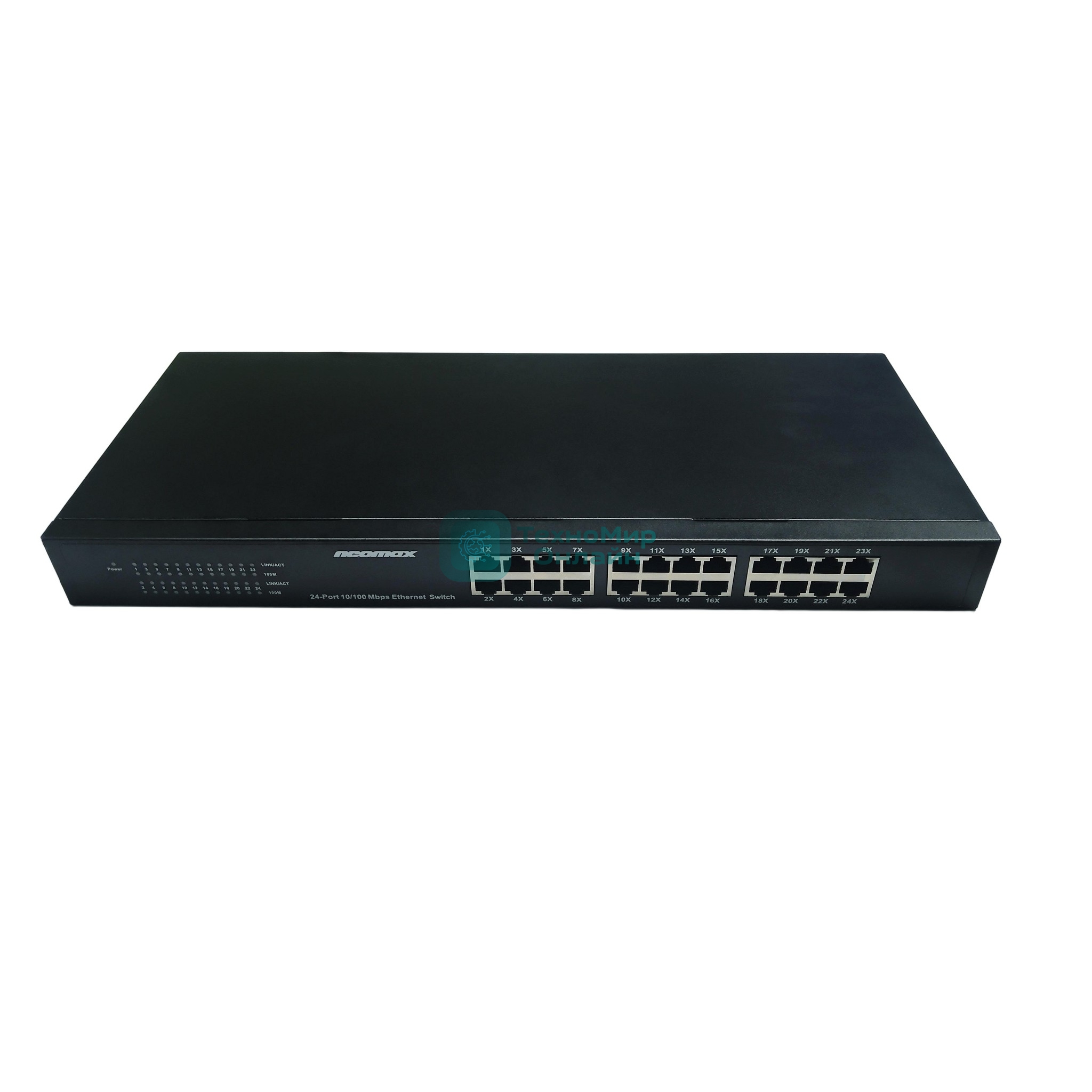 Коммутатор неуправляемый NEOMAX NMS-124P-100-SR, 24 порта 100 Mbps, металл Rack