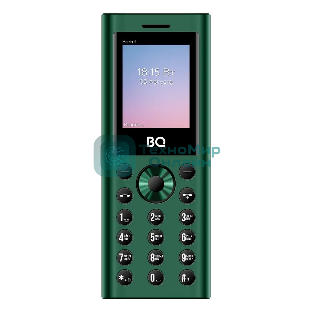 Мобильный телефон BQ 1858 Barrel зеленый/черный
