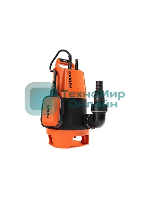 Насос дренажный PATRIOT F 400 (NEW) 315302405 Мощн. - 400 Вт, напр. - 220 В, макс.производит. - 8000 л/час, макс. глуб. погруж. - 5 м., макс. выс.подъема- 5 м., корпус - пластик.