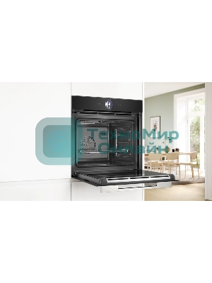 Духовой шкаф Bosch HSG7361B1 Home Connect!! Serie 8, черный, 21 режим + комбинированные режимы, функция приготовление на пару 100%, 4-слойное остекление, 3 цветных текстовых TFT-дисплея 2,5